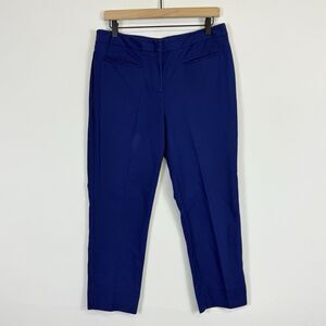Chico's Bright Blue Creased Straight Leg Ankle Trousers Pants Women's 1 Medium 8